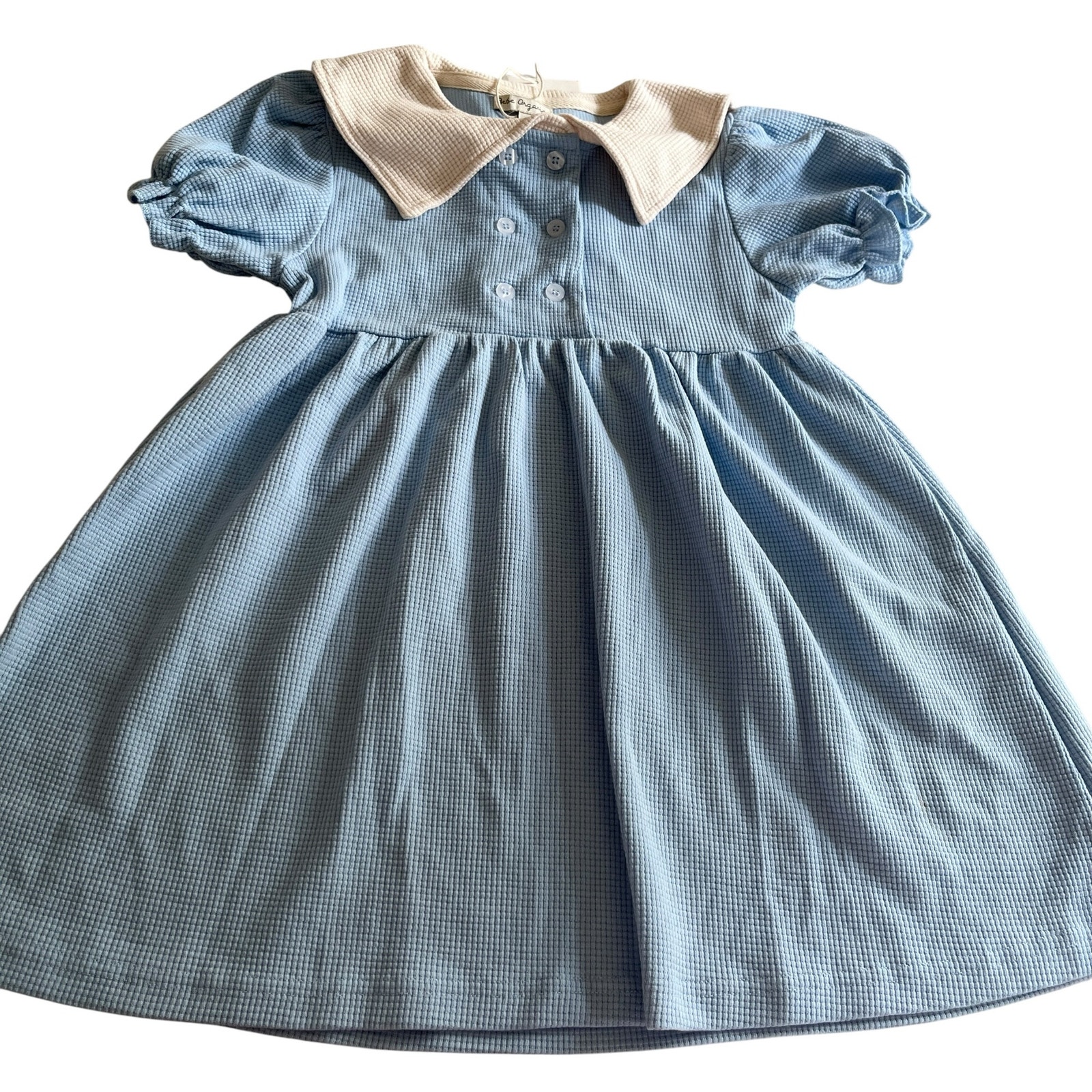 Bebe Organic Flora Dress Girls Size 4 Nwt Blue Sailor Collar Timeless — image 3 of 8